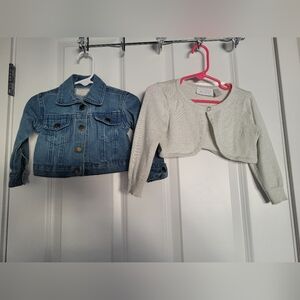 The Children's Place White Cardigan & Denim Jacket Set